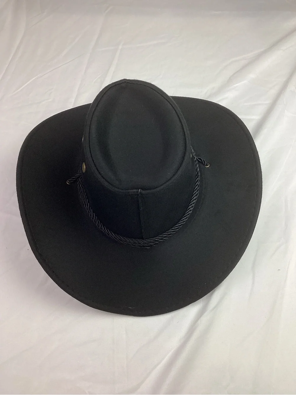 Classic Black Cowboy Hat with Braided Chin Cord